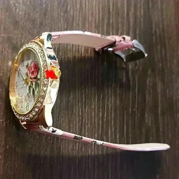 Rhinestone rose watch